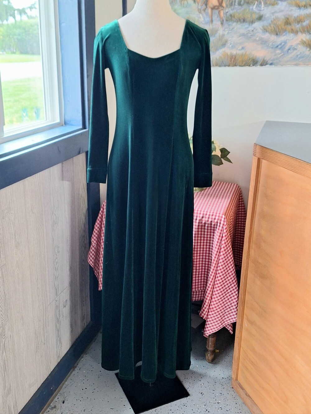 Vintage Bruno Duluc for Kush Emerald Green Velvet AKA "Whimsigoth" Dress, Small